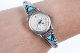 Retro Sterling Multi-stone channel inlay Zuni native american watch - £123.65 GBP