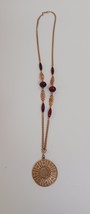 VINTAGE SARAH COVENTRY NECKLACE MCM GOLD TONE WITH RED STONE FILIGREE WO... - $252.30 MXN