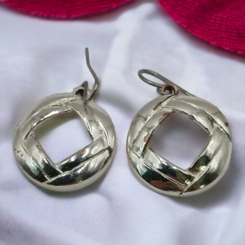 Vintage Silvertone Earrings,  scuffs on back, - $15.00