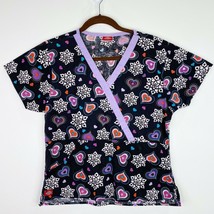 Dickies Heart Print Patterned Scrub Top Shirt Size XS - £5.46 GBP