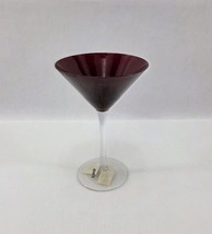 1 Red Martini Glass w Clear Stem Cocktail Holiday Christmas Valentine&#39;s Day - $12.86