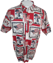 Clearwater Men shirt patriotic pit to pit 25.5 L USA flag monuments liberty vtg - £21.80 GBP