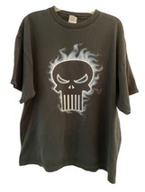 Vintage 90s Marvel Comics Punisher Shirt Skull Logo with Flames Size XL Delta - £25.93 GBP