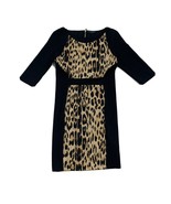 Zara Collection Black And Tan/Brown Mini Dress Leopard Print 3/4 Sleeve ... - $271.88 MXN