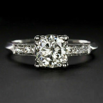 Vintage Engagement Ring 1.25Ct Round Cut Diamond Solid 14k White Gold in Size 5 - £189.96 GBP