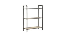 36" Antique Oak and Sandy Gray Metal Three Tier Standard Bookcase - $3,587.50 MXN