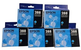 Lot of 5 Sealed Genuine Epson T0882 Cyan Ink T288220 Date: 04/2025 New - £40.91 GBP