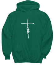 Religious Hoodie Faith Cross, Jesus, Christian, love Green-H  - $32.95