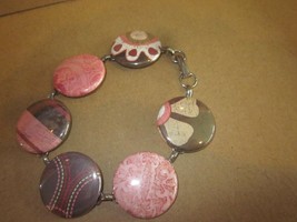 Button Pin Bracelet In Pinks and Browns Worn Once - £7.95 GBP