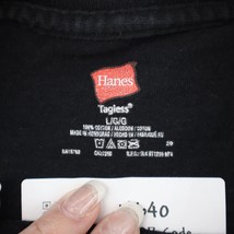 Hanes Shirt Mens L Black Short Sleeve Crew Neck Graphic Print Knit Cotton Tee - £18.14 GBP