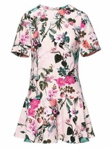 Banana Republic Pink Floral Drop Waist Flounce Ruffle Short Sleeve Shift Dress 6 - £69.99 GBP