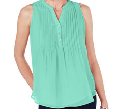 allbrand365 designer Womens Pintucked Sleeveless Top Color Mint Size PS - $48.38