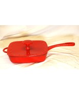 Technique Square Lidded Skillet Red Enamel Coated Cast Iron - $746.94 MXN