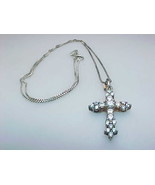 Vintage CUBIC ZIRCONIA CROSS PENDANT and NECKLACE in Sterling Silver - S... - $55.00