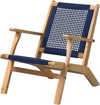 Patio Sense 63634 Vega Natural Stain Outdoor Chair Acacia, Navy Blue Cording - £127.89 GBP