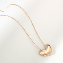 0.12Ct Diamond Smiling Heart Pendant Necklace Yellow Gold Plated Silver - £151.31 GBP