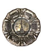 Vintage Heavy Metal SOUVENIR de PARIS Ashtray Trinket Dish 6.5” Eiffel T... - $18.98
