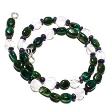 Moss Agate Natural Gemstone Beads Jewelry Necklace 17&quot; 115 Ct. KB-328 - £8.59 GBP