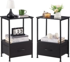 Somdot Black Nightstand Set Of 2, Bedside Table End Table For Bedroom, Black - $51.96