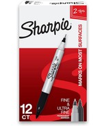 Black, 12 Count, Fine And Ultra Fine Twin Tip Permanent Markers From Sha... - $51.77 CAD