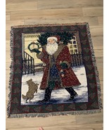 Chatham Christmas Santa Claus Woven Tapestry Throw Christmas Fringed 58 ... - $22.00
