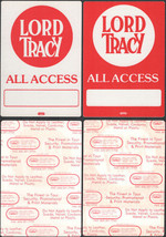 Two Different Colored Lord Tracy OTTO Cloth Backstage Passes from the De... - £6.15 GBP