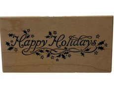 Christmas Happy Holidays Script Words Rubber Stamp PSX E-079 Vintage 198... - £8.37 GBP