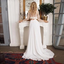 Wedding White Chiffon Maxi Skirt w. Train Wedding Photo Full Long Chiffon Skirt image 4