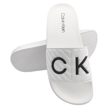 Nwt Calvin Klein Msrp $69.99 Anders Women&#39;s White Slip On Slides Sandals 5 6 10 - £19.97 GBP