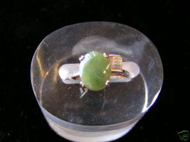 Sterling Silver Oval stone Jade Ring Gold Plated #2 - £10.97 GBP