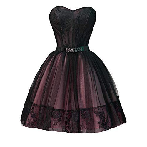 Kivary Little Black Gothic Short Ball Gown Corset Prom Homecoming Dress Skin Pin