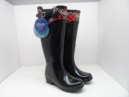 Puddletons Women&#39;s Cozy Classic Tall Rain Boot PC107P Red Plaid Size 5M - $42.74