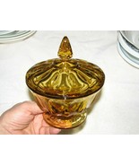 CANDY DISH Vintage Anchor Hocking Gold Carnival Glass Candy Dish w Lid  ... - £14.00 GBP