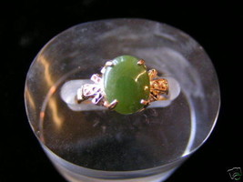Sterling Silver18mm Round stone Jade Ring Gold Plated - $18.50
