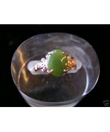 Sterling Silver18mm Round stone Jade Ring Gold Plated - $25.38 CAD