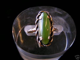 Sterling Silver Oblong Stone Jade Ring Gold Plated #2 - $19.50