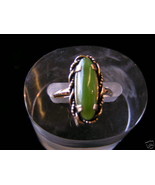 Sterling Silver Oblong Stone Jade Ring Gold Plated #2 - £15.54 GBP