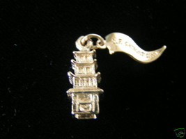 Vintage Sterling Japanese Pagoda Charm Gold Plated - £12.53 GBP