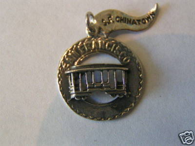 Vintage Sterling Silver Cable Car on Disc Charm OX - $9.99