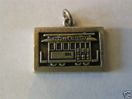 Vintage Sterling Silver Cable Car on Plaque Charm - $19.99