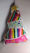 Christmas Tree Shaped Throw Pillow Colorful 17&quot; Tall Plush NWT Gift - £6.01 GBP