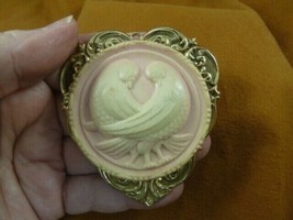 (CL55-14) Love DOVES bird pink CAMEO Pin brooch PENDANT dove pair of soulmates - £29.88 GBP