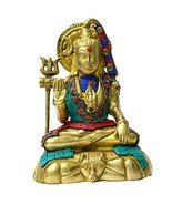 Royal Handicrafts Brass Lord Shiva Statue Embedded With Semi Precious Stone - $68.31