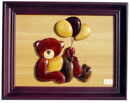 Woodee Bears Unique Carved Bear Sculpture Framed Art 01 - £23.97 GBP