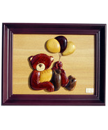 Woodee Bears Unique Carved Bear Sculpture Framed Art 01 - $29.99