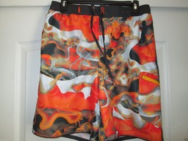 NIKE Elastic Waistband Drawstrings Men’s Board Shorts Hot Orangered M (32-34) - £26.00 GBP