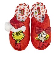 Dr. Seuss Family Girls Grinch Slippers Christmas Comfortable Size 9-10 - £15.81 GBP