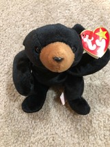 Ty Retired Beanie Baby Blackie Bear Dob 1994 With 1993 Tag Date Error - £3.18 GBP