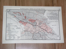 1938 Vintage Ethnic Linguistic Map Caucasus Armenia Azerbaijan Georgia Dagestan - £22.80 GBP