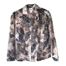 Ruby Rd. Favorites Women&#39;s Green Camo Zip Front Top Jacket Burnout Fabric - $16.40